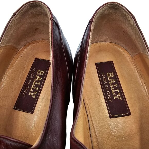 Vintage Bally Italy Dress Shoes Mens size 10.5 Burgundy Calfskin Leather Oxfords - Picture 3 of 11